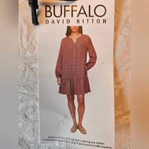 Buffalo David Bitton Long Sleeve Dress in Dusty Rose, Small, NWT